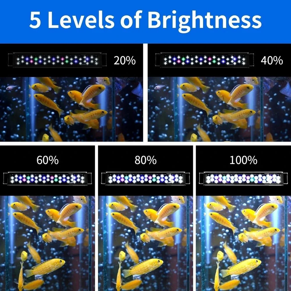 48–54 Inch AQUANEAT LED Fish Tank Light Full Spectrum Timer Day/Night Mode